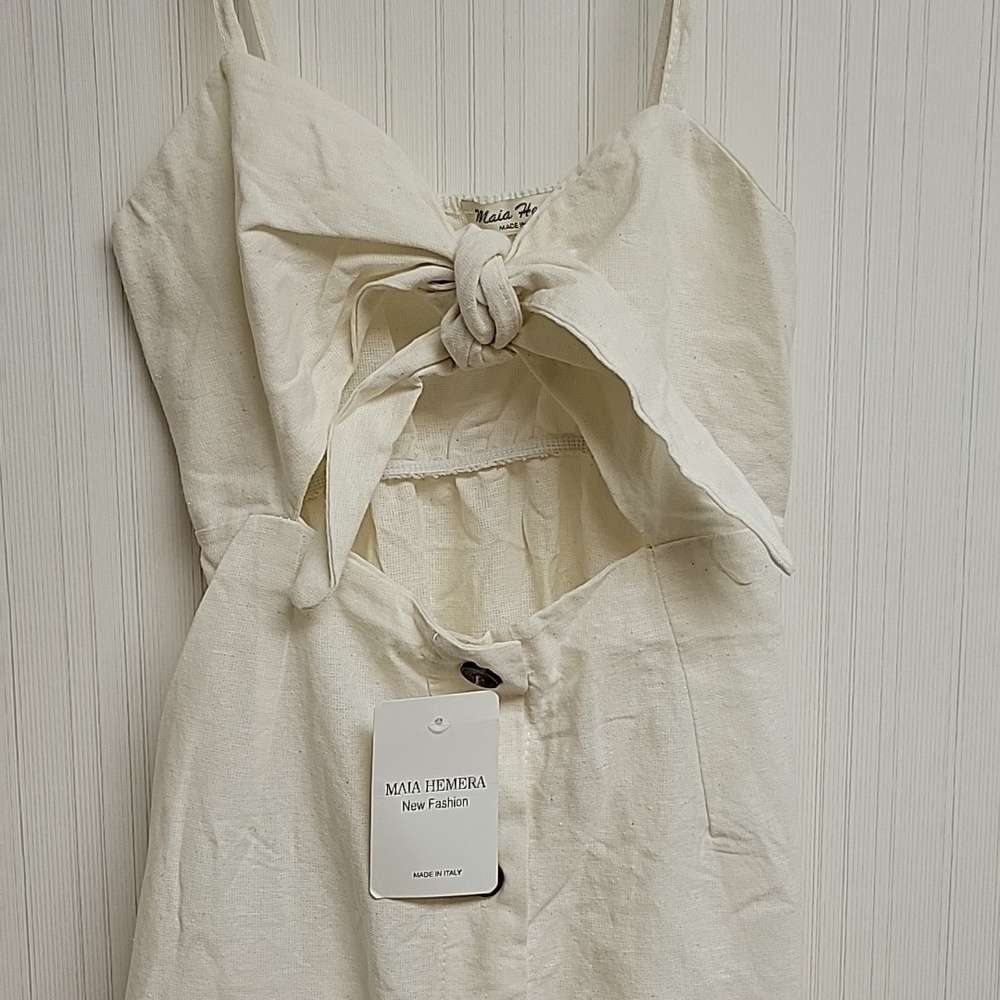 Maia Hemera cotton/polyester made in Italy tie front dress women's sz small NWT - Picture 2 of 5